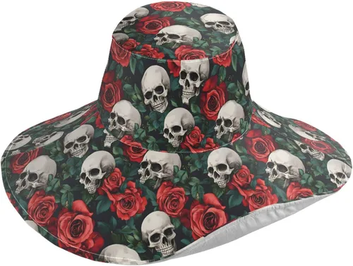 Vista 21 de MNSRUU Wide Brim Hats Skull Sun Hat Packable Sun Visors Floppy Summer Beach Hat for UV Protection