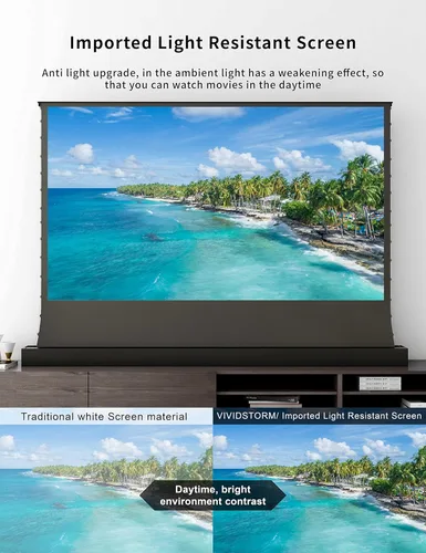 Vista 4 de VIVIDSTORM desde 2004, pantalla de proyección de suelo con elevación motorizada, rechaza la luz ambiental, para proyector normal de enfoque largo