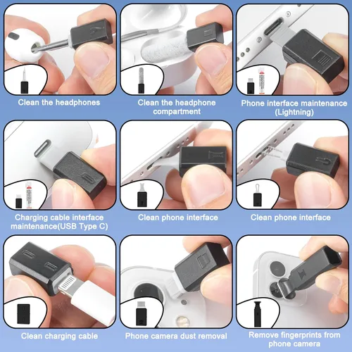 Vista 3 de Kit de limpiador de pantalla para teclado de computadora portátil, 10 en 1, cepillo de limpieza de lente de cámara electrónica para Airpod Pro