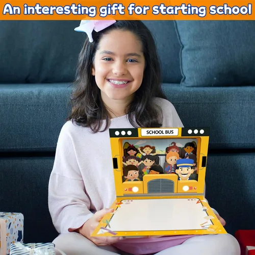 Vista 2 de Tarjetas postales de bienvenida 4D desplegables con luces, suministros de regreso a clases, regalos para la escuela, regalo para el primer día