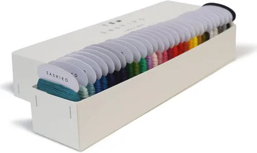 DARUMA Sashiko Hilo 100% algodón tipo tarjeta (32.8 yardas) x 29 colores (grueso) y 1 coler (delgado/Kinari) con manual en inglés y caja de regalo,