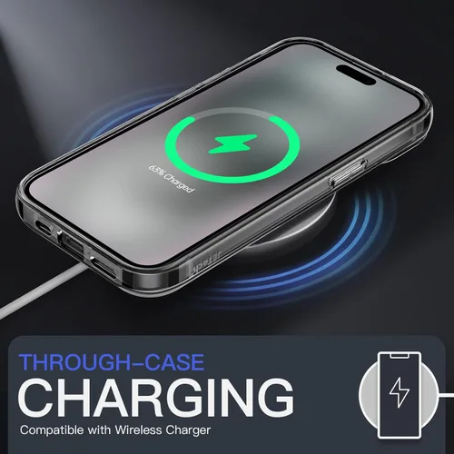 Vista 6 de JETech - Funda para iPhone 15 Plus de 17 cm, cubierta a prueba de golpes sin amarillamiento, parte trasera transparente antiarañazos (negro)