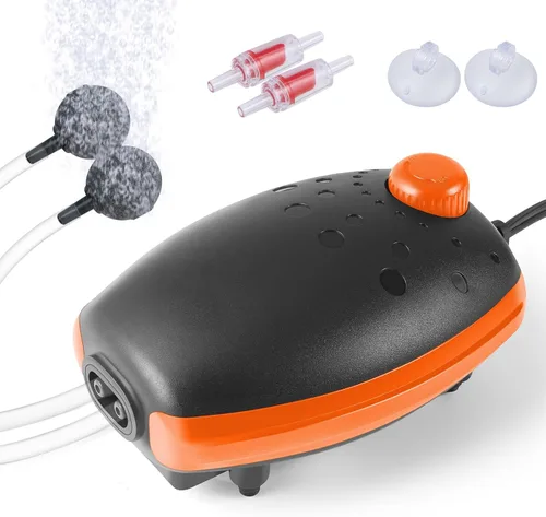 Vista 7 de HITOP 3W 80GPH Adjustable Aquarium Air Pump, Upgrade Quiet Oxygen Pump, Powerful Air Aerator for Fish Tank up to 120 Gallon