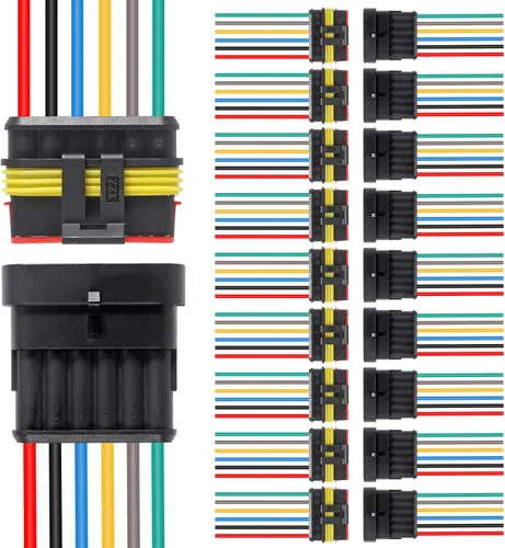 Vista 10 de AITRIP Kit de 10 conectores de 1 pines, conector eléctrico impermeable para automóvil, conector eléctrico de 1 pin con cable 16 AWG marino