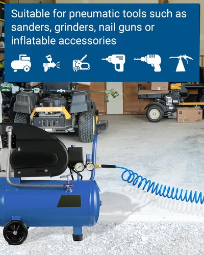 Vista 7 de DEWENWILS Manguera de aire de retroceso de poliuretano de 1/4 pulgadas x 10 pies con accesorios manguera de compresor y restrictor de curva