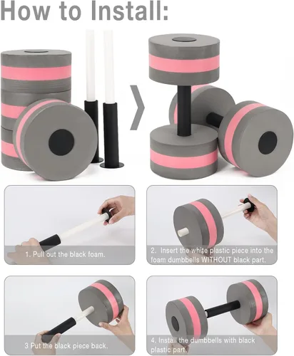 Vista 2 de Mancuernas de agua para ejercicio acuático, ejercicios aeróbicos acuáticos, 2 mancuernas de espuma para hombres y mujeres, herramienta de fitness