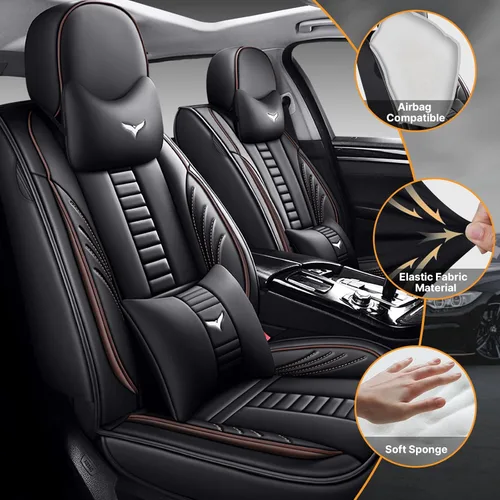 Vista 2 de Fundas protectoras de asiento de automóvil de lujo de 2 asientos para Mazda CX-3 2016-2021, diseño de bolsa de almacenamiento trasera, almohada