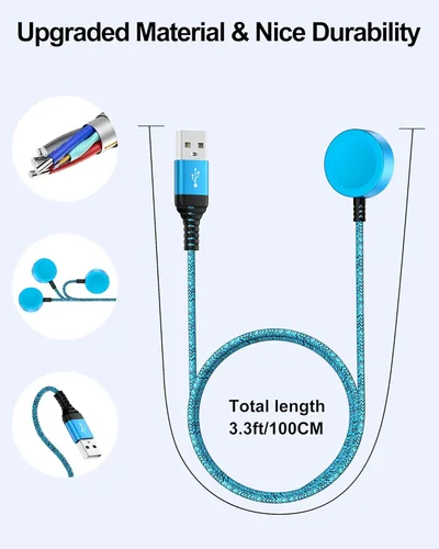 Vista 3 de Cargador de reloj inteligente para Galaxy Watch 8, compatible con Samsung Galaxy Watch 7/Ultra/6 Classic/5 Pro/FE, base de carga magnética trenzada