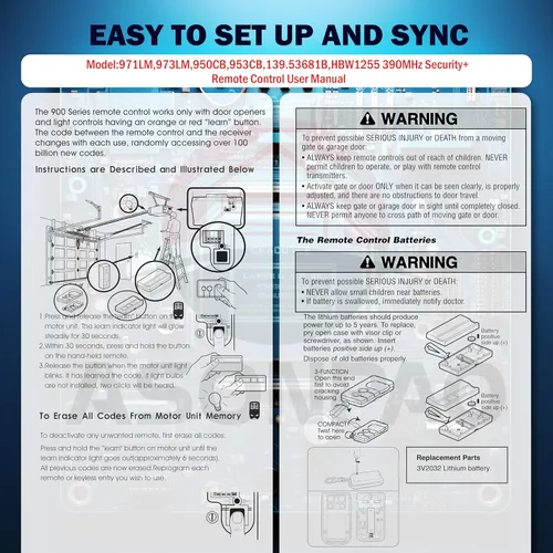 Vista 6 de 971LM LiftMaster Control remoto para puerta de garaje (solo para modelos 1997-2005 botón de aprendizaje rojo o naranja)