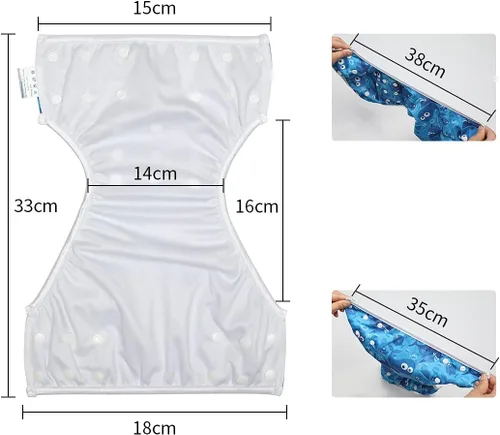 Vista 7 de storeofbaby Fundas reutilizables para pañales de natación impermeables para bebés de 8 a 36 libras, paquete de 2