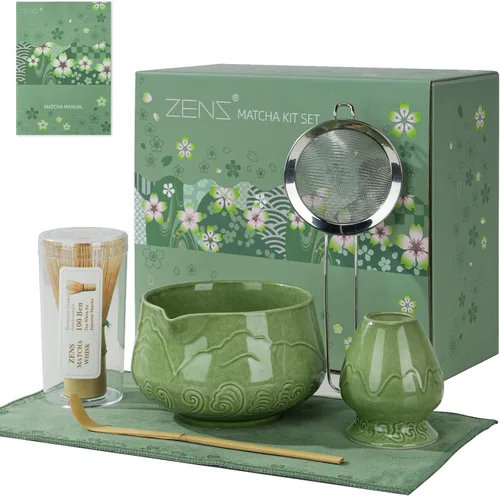 Vista 22 de ZENS Juego de batidor de matcha, juego de 6 piezas de matcha rosa, incluye cuenco de cerámica de 15oz y batidor de bambú (soporte Chasen) cuchara