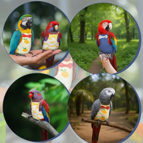 Vista 7 de Pañales para pájaros, pañales lavables para pájaros, traje de vuelo reutilizable con interior impermeable para pájaros de mascotas, lindos pañales