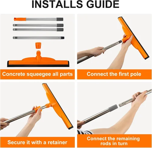Vista 6 de ITTAR Escobilla de suelo resistente, mango ajustable de 62 pulgadas, hoja de espuma EVA, ideal para hormigón, garaje, patio y más