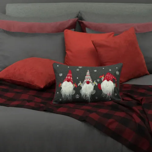 Vista 9 de JWH Funda de almohada decorativa de gnomo, almohada de Navidad, decoración de vacaciones de invierno, funda de almohada gris, cojín bordado