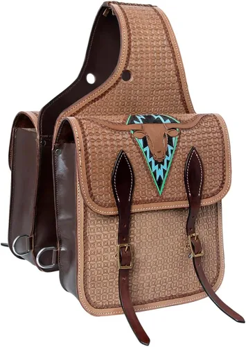 Vista 8 de HILASON Western Horse - Bolsa de sillín de cuero resistente y tradicional Bolsa de sillín Bolsa de sillín de caballo Bolsa de sillín