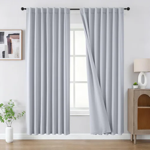 Vista 47 de CUCRAF - Juego de 2 paneles de cortinas opacas de 54 pulgadas, cortina con bolsillo para varilla y pestaña trasera, cortinas oscuras con aislamiento