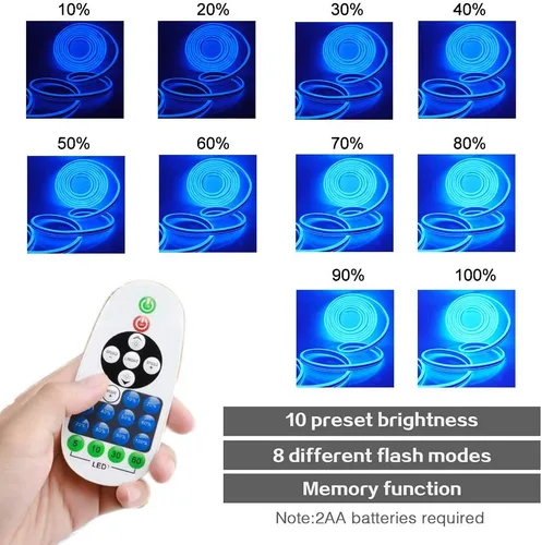 Vista 5 de Luz de neón LED, regulable CA 110-120V flexible tira de luces LED de neón, 120 LEDs/M, 50 pies/49.2 ft impermeable 2835 SMD LED cuerda de luz + Azul