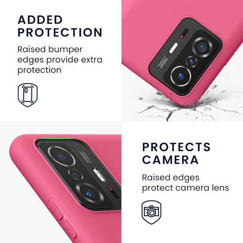 Vista 3 de kwmobile Funda compatible con Xiaomi 11T11T Pro - Funda protectora de silicona TPU suave y delgada - Rosa impresionante