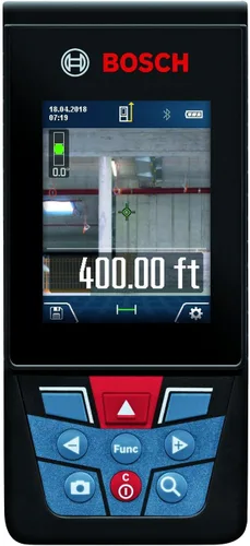 Vista 6 de BOSCH GLM400C Blaze - Medidor láser conectado al aire libre de 400 pies con visor, incluye 3 baterías AA, correa de mano y bolsa
