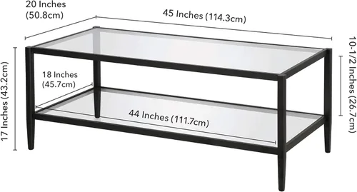 Vista 8 de Henn&Hart 45" Wide Rectangular Coffee Table with Glass Shelf in Blackened Bronze, Modern coffee tables for living room, studio apartment essentials