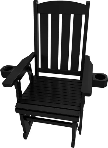 Vista 7 de Fortune Candy Planeador de madera para patio para una persona, con respaldo alto y asiento contorneado profundo, madera de abeto maciza, resistente