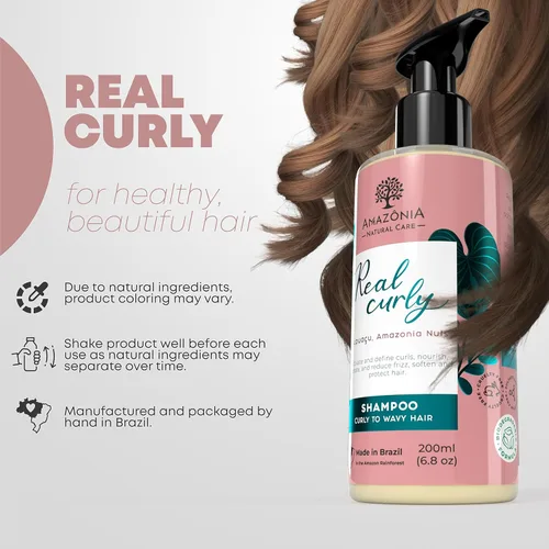 Vista 2 de Champú totalmente natural con capuacu y nueces de Amazonia para cabello rizado, rizos suaves y definidos para mujeres y hombres, sin parabenos ni