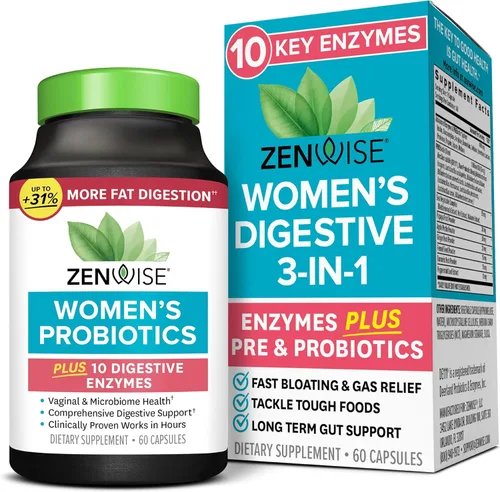 Zenwise Probióticos para mujer: probióticos + enzimas digestivas para la salud vaginal y salud diaria de la flora intestinal. Probióticos vivos de