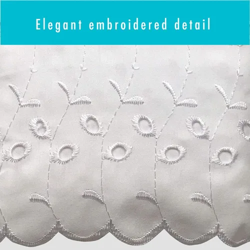 Vista 5 de Fresh Ideas falda de cama de 18 pulgadas con volantes calados color hueso, Algodón Poliéster, Blanco, Completo