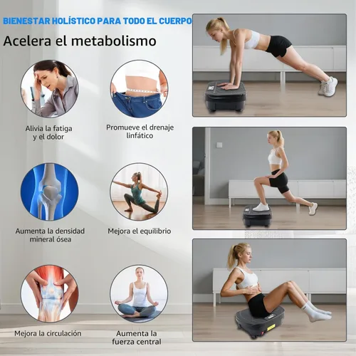 Vista 2 de Homesy Vibration Plate Exercise Machine, Vibrating Plate for Lymphatic Drainage, Full Body Shake Platform Board for Home Fitness and Fat Burning