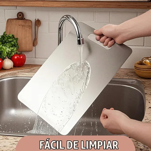 Vista 5 de Tabla de cortar de titanio, tablas de cortar de titanio puro para cocina, tablas de cortar no tóxicas, de doble cara, grado alimenticio, fáciles