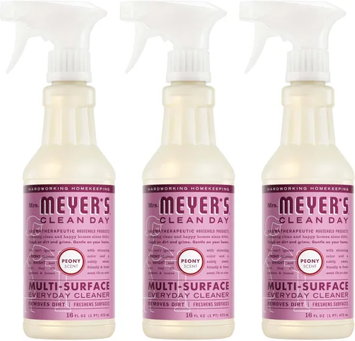 MRS. MEYER'S CLEAN DAY Spray limpiador multiusos, peonía, 16 onzas líquidas, paquete de 3