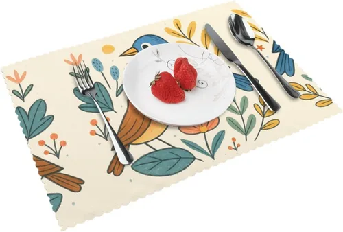 Vista 9 de Rectangular Placemats Set of 4, Heat Resistant Aurora Printed Kitchen Dining Table Mats