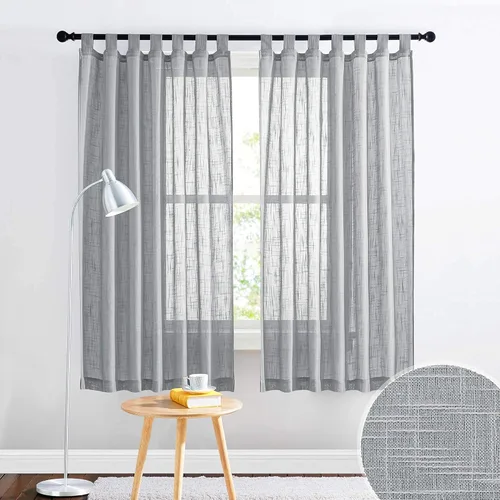 RYB HOME - Cortinas de lino con textura transparente, 2 paneles