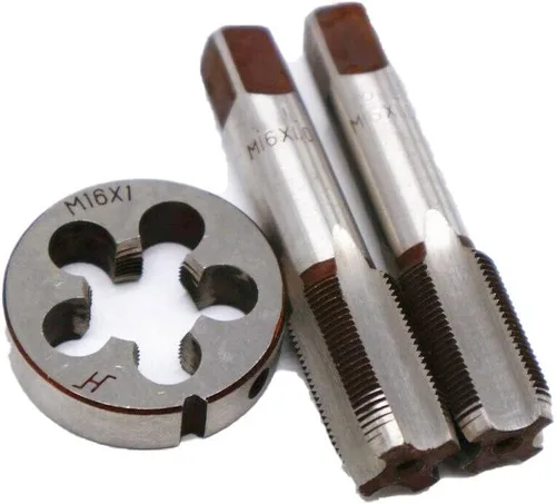 Vista 14 de M6mm x 1 HSS métrico y juego de troqueles de rosca de mano derecha, herramienta de bricolaje de roscado 3 piezas (M6 x 0.039 in)