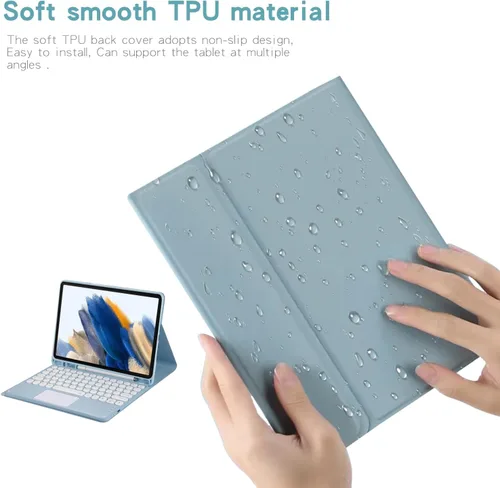 Vista 7 de Funda con teclado táctil para Samsung Galaxy Tab A8 de 10.5 pulgadas modelo 2022 (SM-X200/X205/X207), con soporte para lápices, teclado Bluetooth
