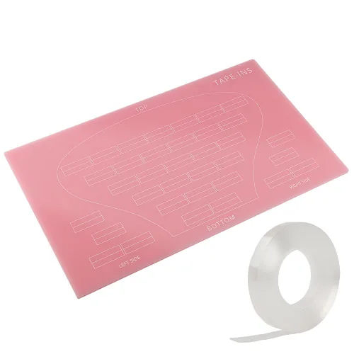 Vista 9 de Cinta en el kit de herramientas de extensión de cabello, tarjeta de papel, tablero de colocación de extensión de cabello, rollo de 3 yardas, cintas