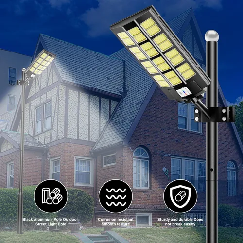 Vista 3 de loyoele Poste de luz de calle, poste solar al aire libre de la lámpara de calle con base