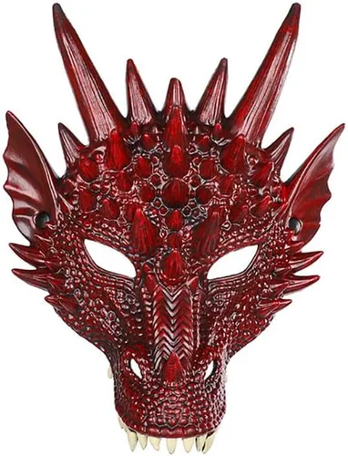 Vista 11 de Himine - Máscara de cosplay de cabeza de dragón para festival, fiesta y Halloween