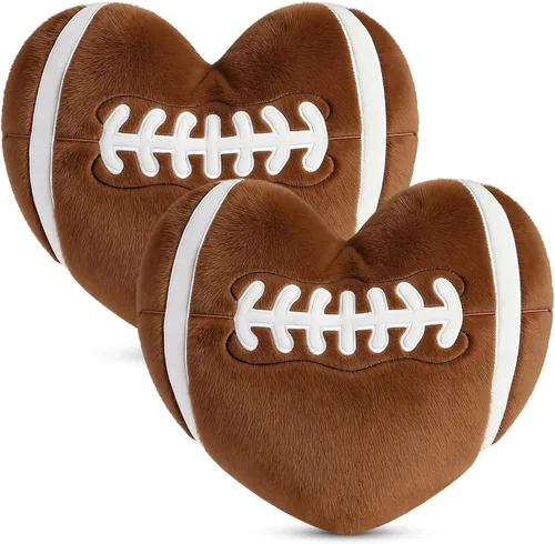 Vista 8 de 2 almohadas de béisbol de San Valentín, almohada de béisbol suave bordada de 11 pulgadas, almohada de béisbol con forma de corazón de felpa