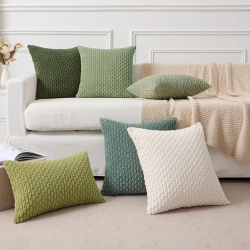 Vista 392 de Kevin Textile - Juego de 2 fundas de almohada decorativas de pana suave, estilo bohemio, a rayas, decoración del hogar para sofá, cama, sofá y sala