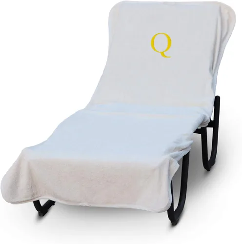 Vista 200 de Funda de lujo para tumbona de piscina con monograma de Hotel y Spa, bordado con letras en bloque - Extra absorbente 100% algodón turco - Rizo suave