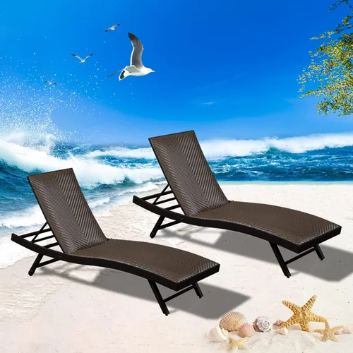 Vista 7 de Domi - Juego de 3 tumbonas para exteriores, de aluminio, acolchadas, de espuma de secado rápido, con respaldo ajustable para playa, piscina, césped