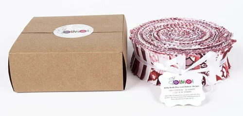 Vista 8 de Soimoi 40 tiras de telas precortadas con estampado de bloques, enrollables, rollos de gelatina de algodón de 1.5 x 42 pulgadas para acolchar