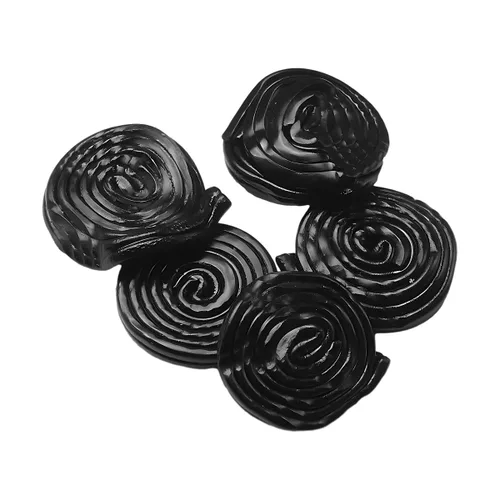 Vista 3 de Ruedas de regaliz negro, bolsa de 1 libra, sabor clásico de regaliz, textura suave y masticable, perfectas para aperitivos y regalos, regalo