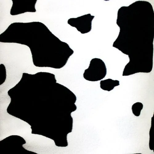 Estampado De Vaca Negro Blanco Animal Fleece Anti Píldora Suave Tela (1 Yarda/1 Pieza)