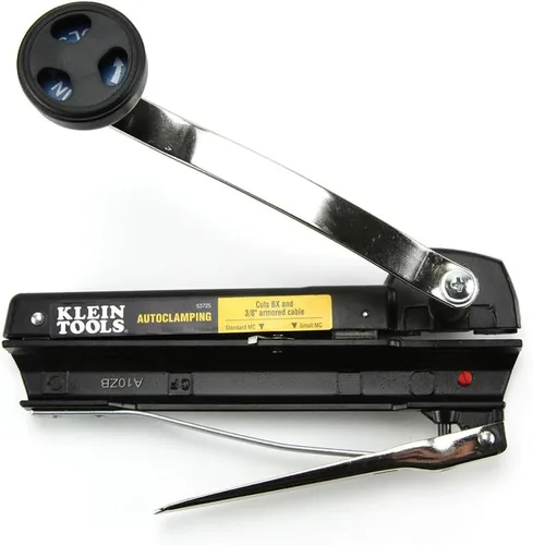Vista 6 de Klein Tools 53725 Cortador de cables blindado y BX, corta cable blindado de hasta 3/8 pulgadas-BX-AC-MC-MCAP-Greenfield, con almacenamiento