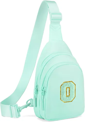 Vista 163 de Viverte Pequeña bolsa con inicial para niñas y mujeres, bonita cangurera cruzada de regalo