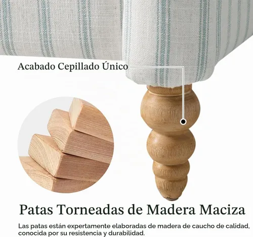 Vista 7 de HULALA HOME Sofá de dos plazas de 50.5" con patrón de rayas, sofá de estilo granja de 2 asientos con reposabrazos anchos redondeados y patas
