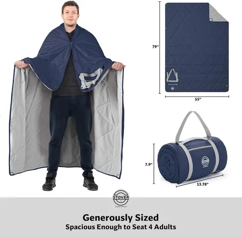 Vista 5 de STOVER Manta grande impermeable para estadios al aire libre, extra gruesa, suave, manta de campamento para viajes, pícnics, deportes, perros de 79 x