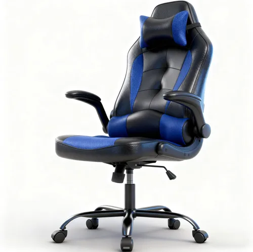 Vista 5 de Silla de escritorio para juegos de PC, silla de videojuegos, silla ergonómica cómoda de piel sintética con soporte lumbar, brazos abatibles